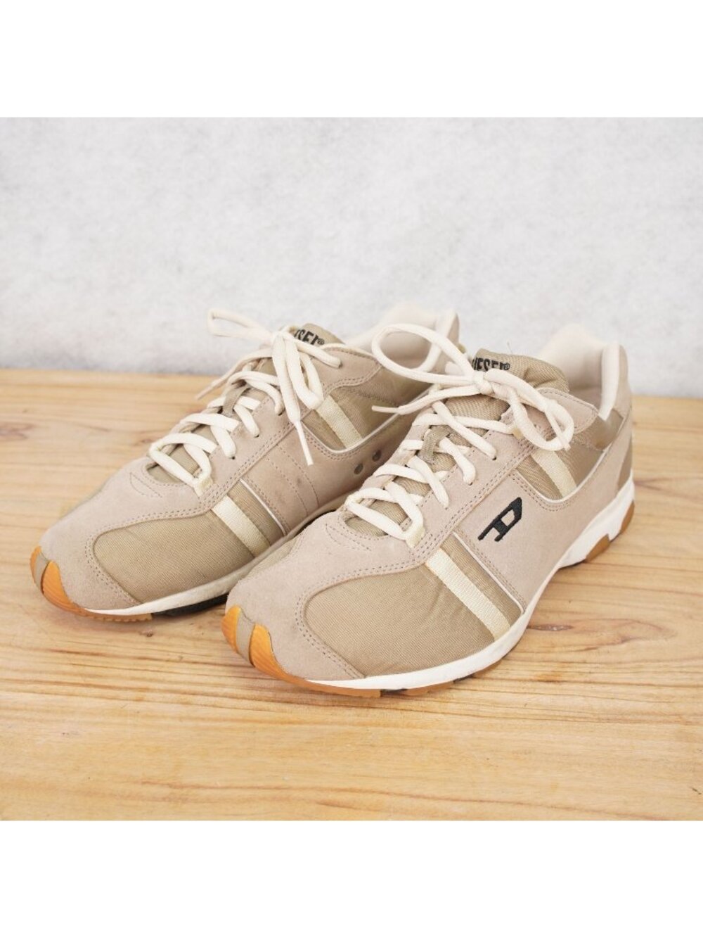 Diesel Footwear Mens Proton Beige Suede Leather Trim Low Top Sneakers Shoes US12